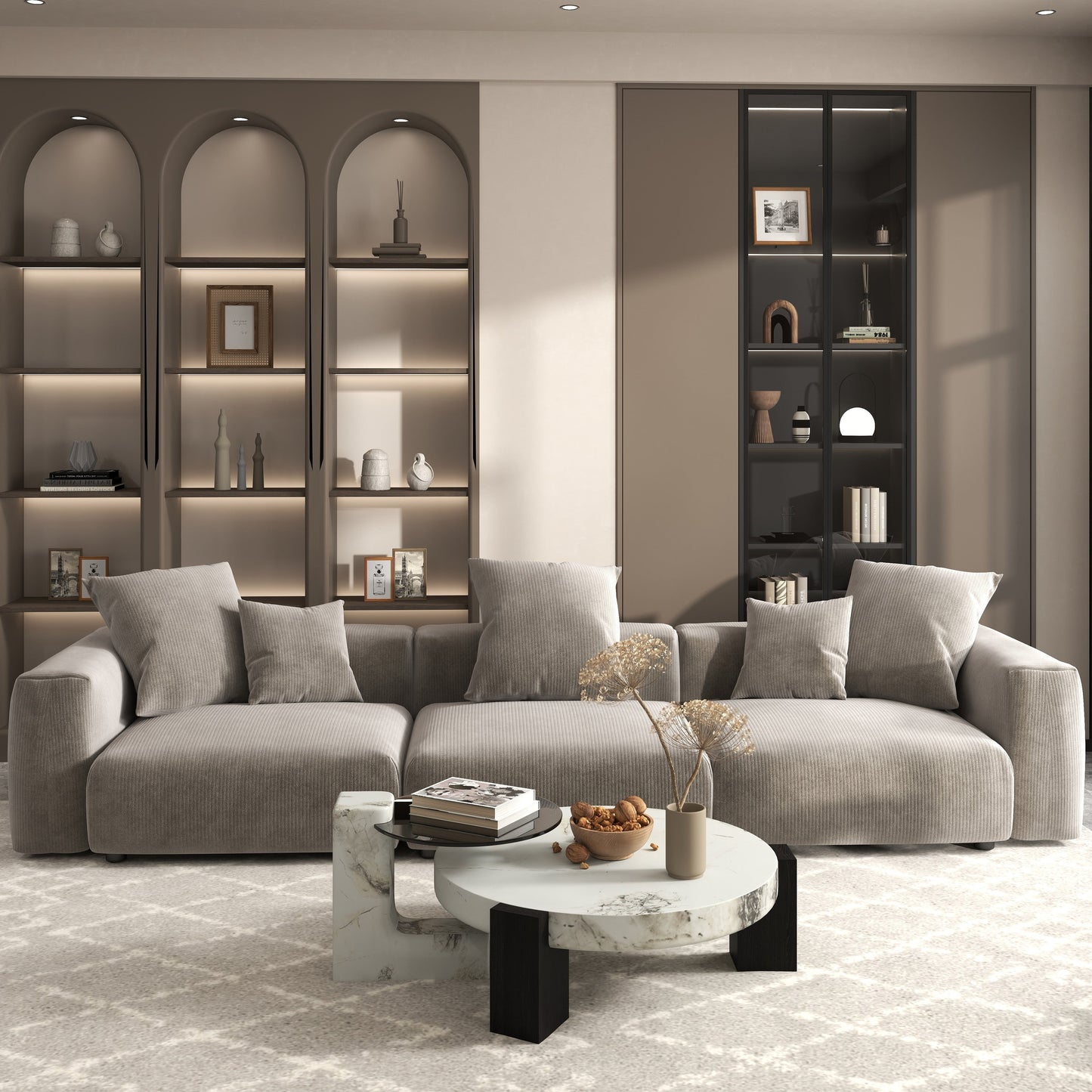 142 Divano componibile contemporaneo in velluto a coste Divano classico profondo