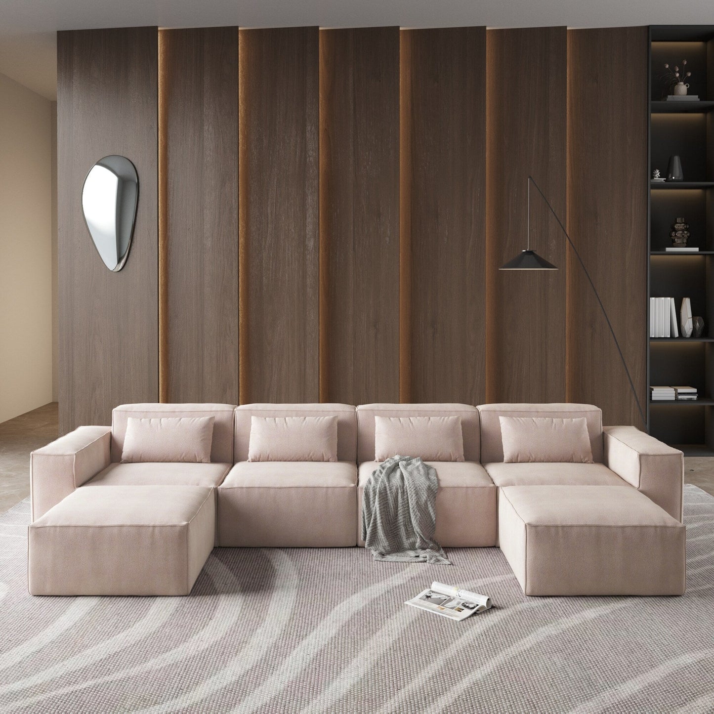 Divano componibile modulare a forma di U da 149, divano imbottito a 6 posti, combinazione libera