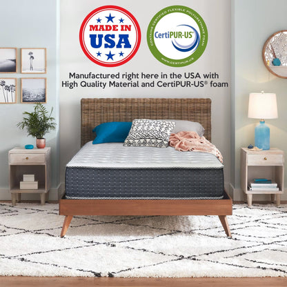 Materasso ibrido di lusso rivestito in schiuma da 14, forte supporto dei bordi, schiuma ad alta densità, 2 soffici trapunte superiori, nero