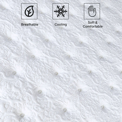 Materasso ibrido di lusso rivestito in schiuma da 14, forte supporto dei bordi, schiuma ad alta densità, 2 soffici trapunte superiori, nero