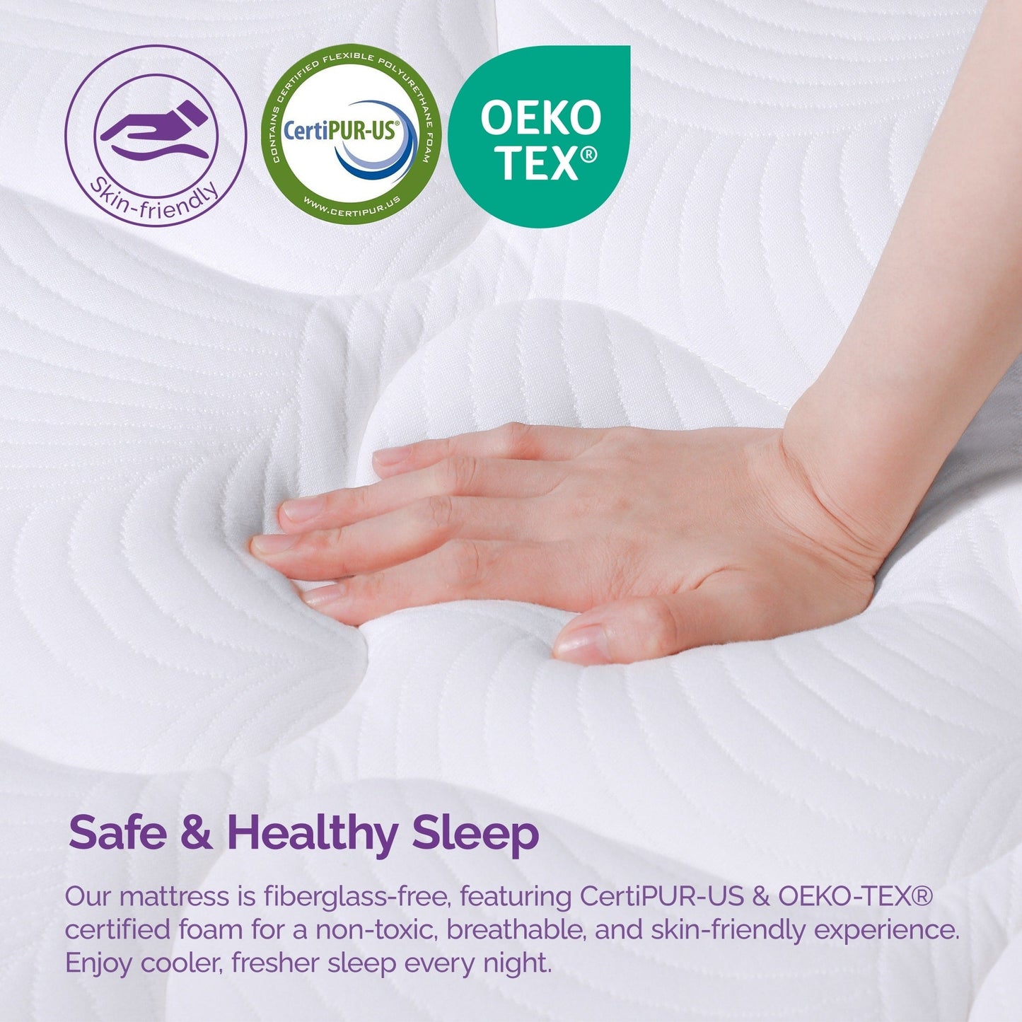 Materasso ibrido medio 14 - Schiuma di carbone di bambù, supporto a 5 zone, certificato CertiPUR-US