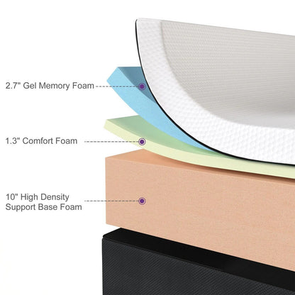 Materasso in memory foam con 14 gel morbidi con garanzia di 10 anni e certificazione CertiPUR-US e silenzioso