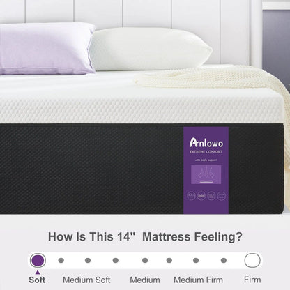 Materasso in memory foam con 14 gel morbidi con garanzia di 10 anni e certificazione CertiPUR-US e silenzioso