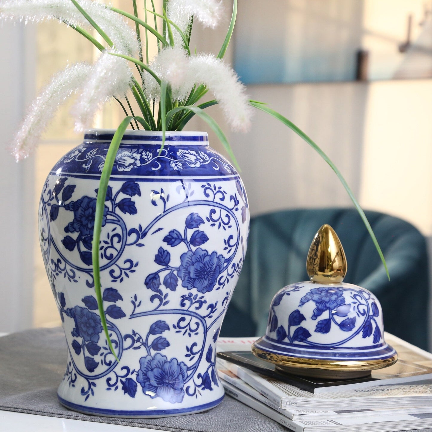 Barattolo con coperchio a forma di tempio eclettico con motivo Sagebrook Home