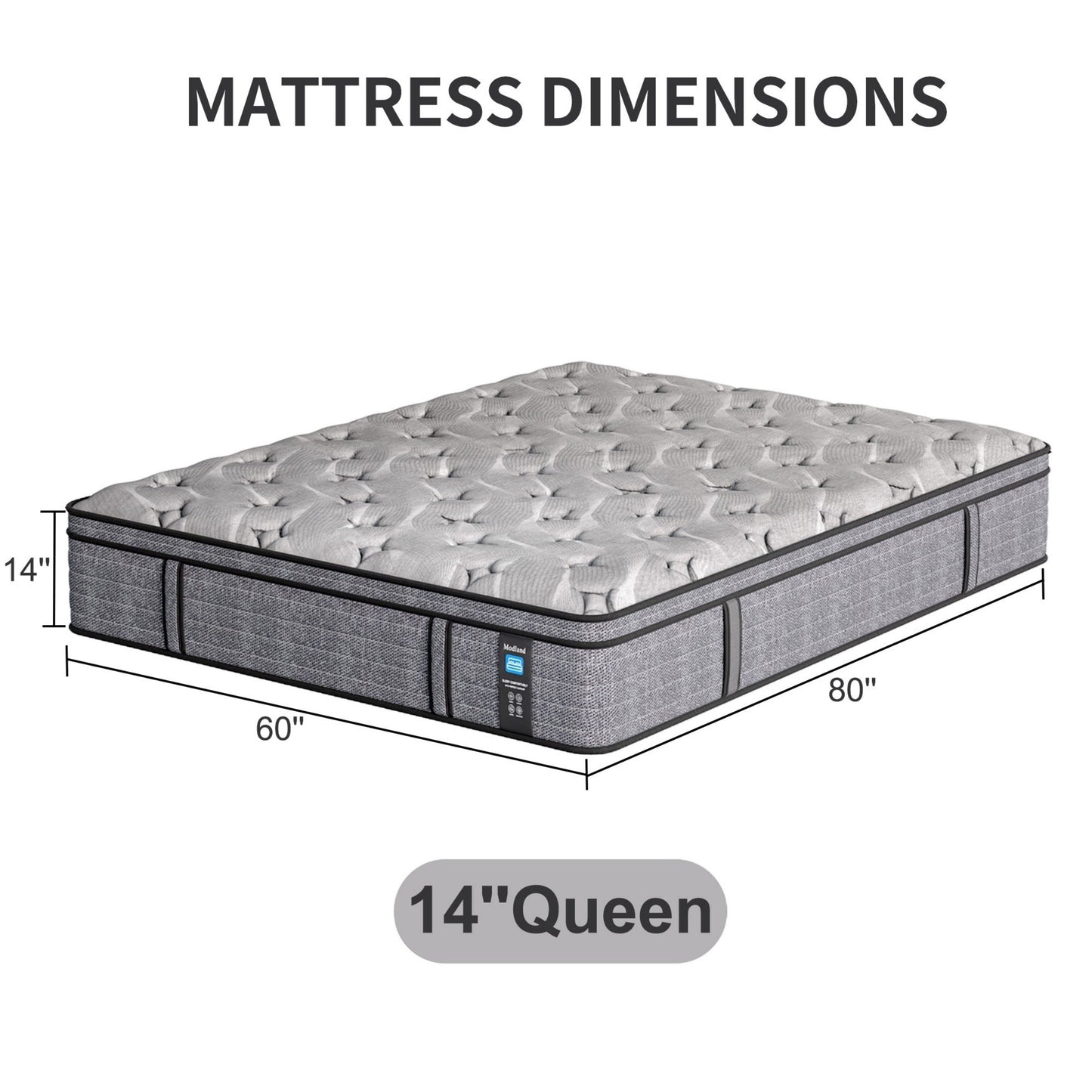 Materasso ibrido in memory foam Modland da 14'' Queen in una scatola - Sollievo dalla pressione e isolamento del movimento, CertiPUR-US per il sollievo dal mal di schiena