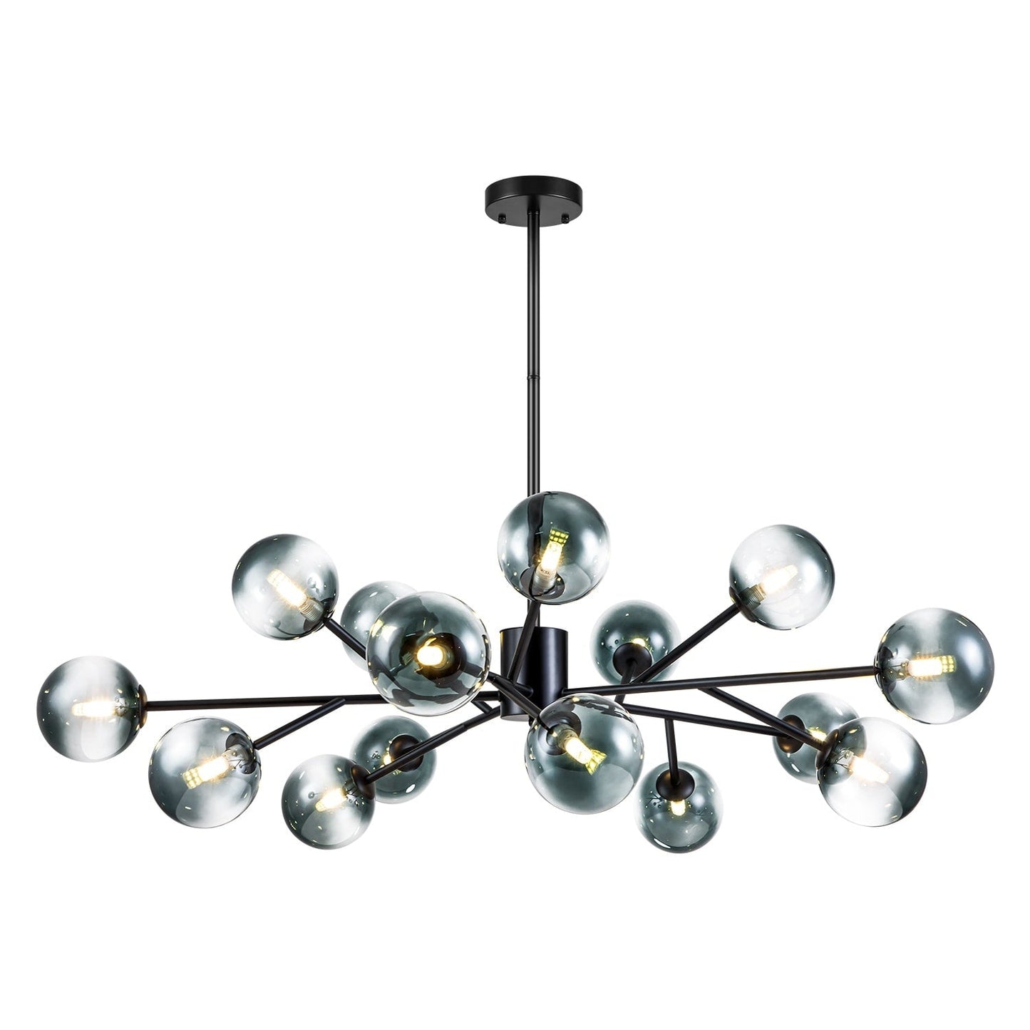 Lampadario a globo in vetro a bolla con 15 luci moderne e lineari Sputnik per isola da cucina