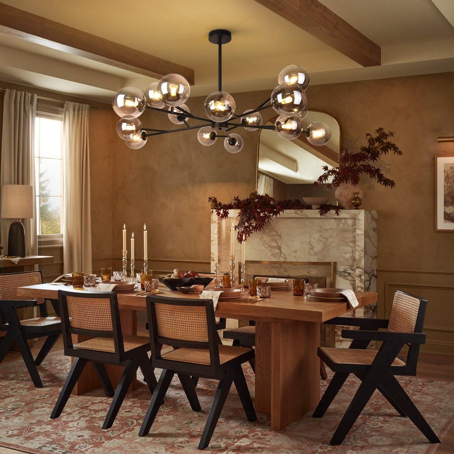 Lampadario a globo in vetro a bolla con 15 luci moderne e lineari Sputnik per isola da cucina