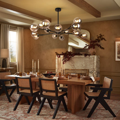 Lampadario a globo in vetro a bolla con 15 luci moderne e lineari Sputnik per isola da cucina