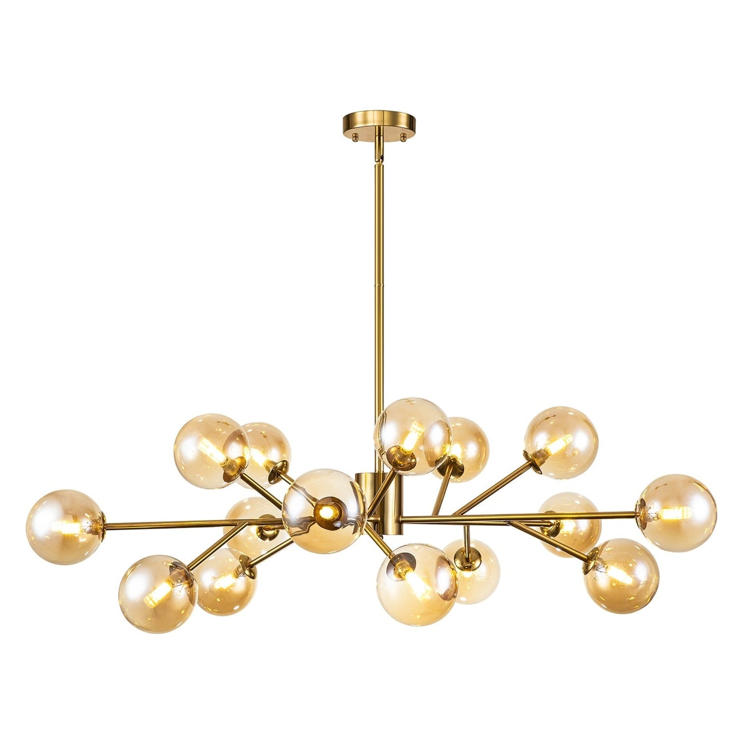 Lampadario a globo in vetro a bolla con 15 luci moderne e lineari Sputnik per isola da cucina