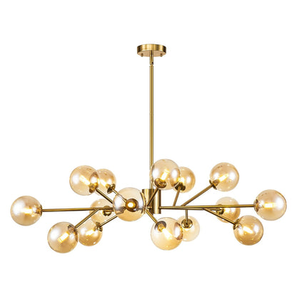 Lampadario a globo in vetro a bolla con 15 luci moderne e lineari Sputnik per isola da cucina