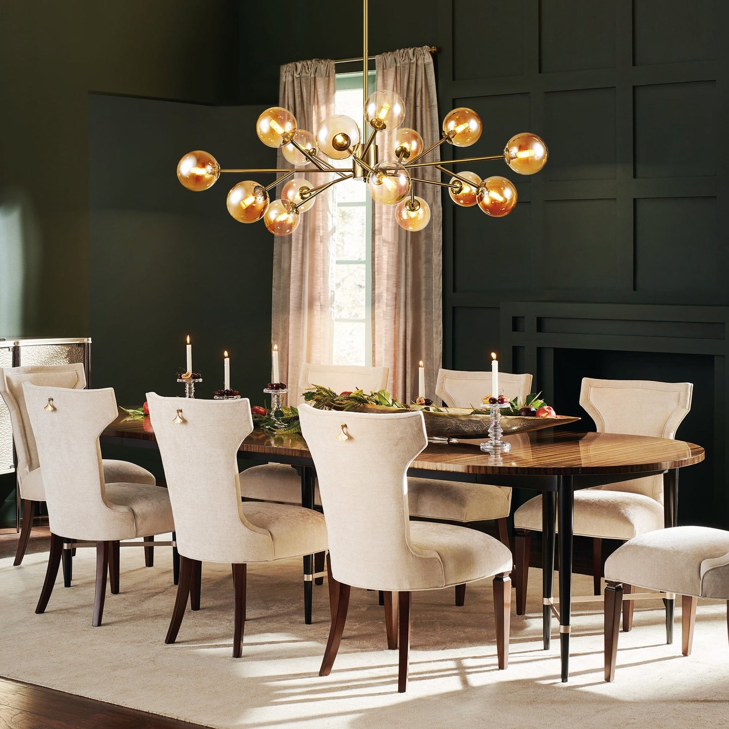 Lampadario a globo in vetro a bolla con 15 luci moderne e lineari Sputnik per isola da cucina