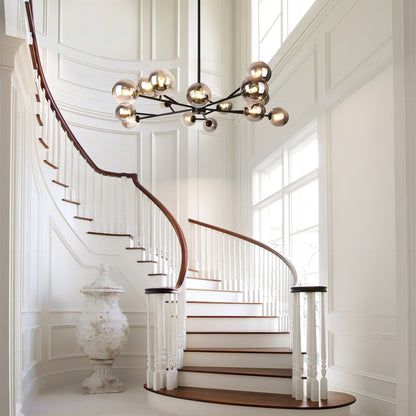 Lampadario a globo in vetro a bolla con 15 luci moderne e lineari Sputnik per isola da cucina