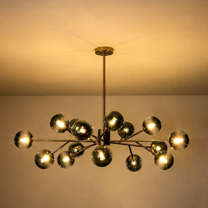 Lampadario a globo in vetro a bolla con 15 luci moderne e lineari Sputnik per isola da cucina