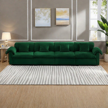 Divano oversize in velluto a 4 posti da 154,7 pollici con cuscini a forma di nuvola e sedili completamente contenitori