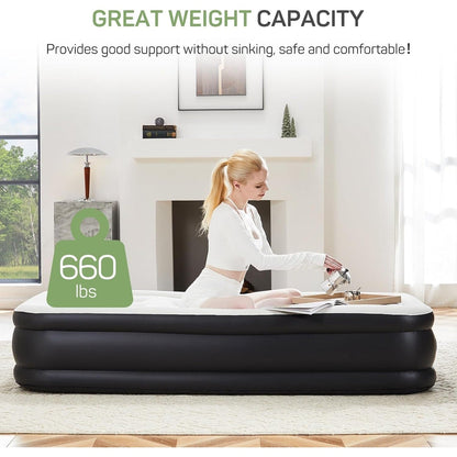 Materasso gonfiabile portatile da campeggio con pompa integrata, 16 pollici