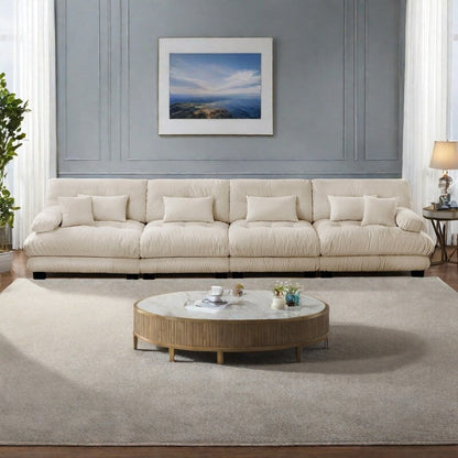 Divano componibile in ciniglia a 4 posti 173.2 con seduta profonda e design modulare