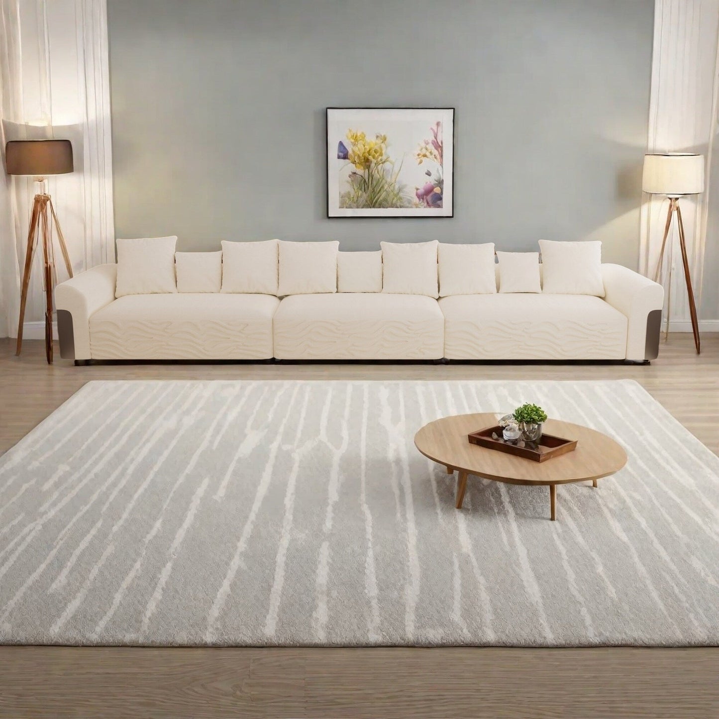 Divano a 6 posti in tessuto 179.5 con seduta profonda, comodo divano a nuvola con cuscini