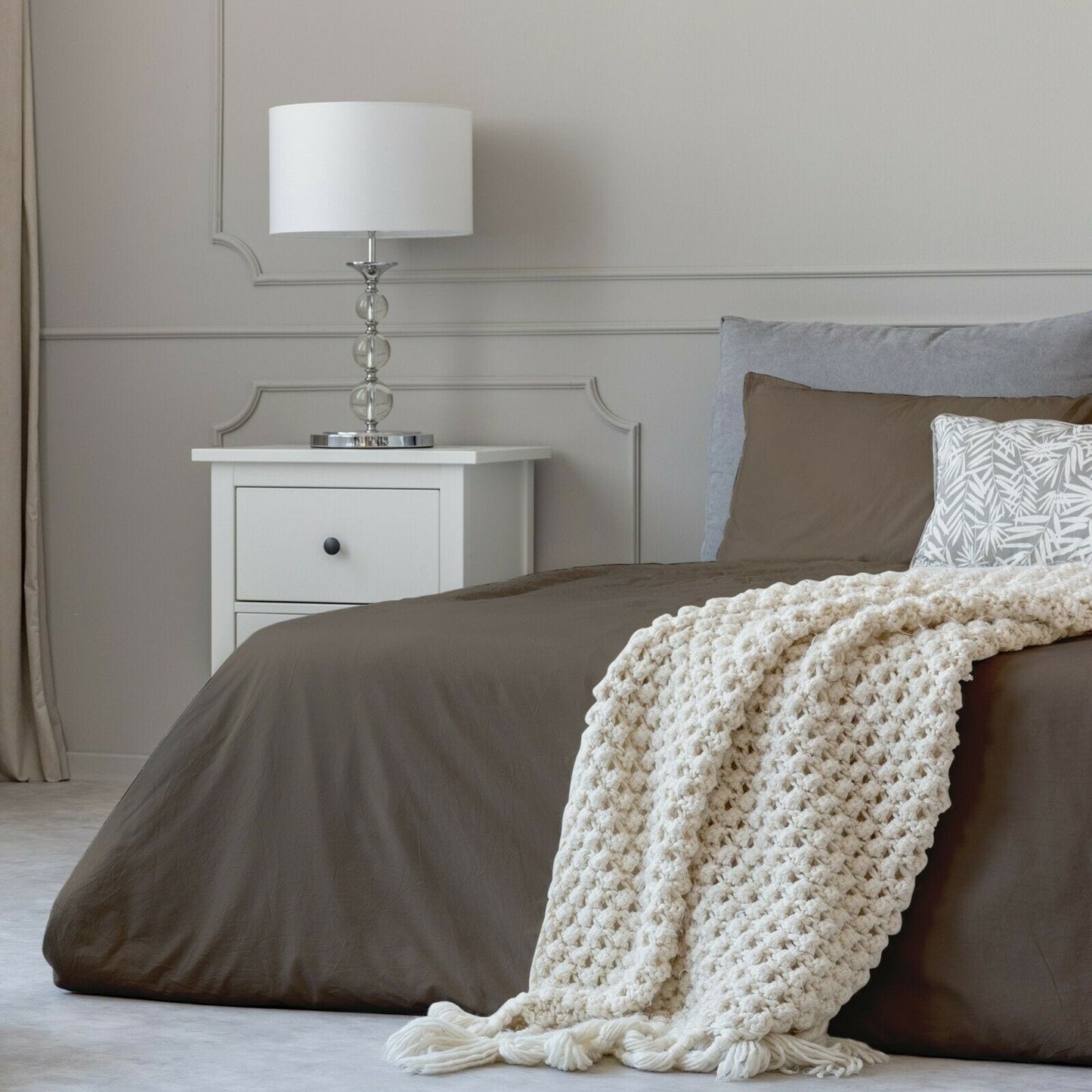 Set di lenzuola in cotone effetto 1800 con federe con tasca profonda, tutte le misure