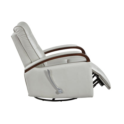 Poltrona reclinabile girevole e scorrevole, imbottita in similpelle, con braccioli in legno massello di gomma, lussuosa poltrona per soggiorno
