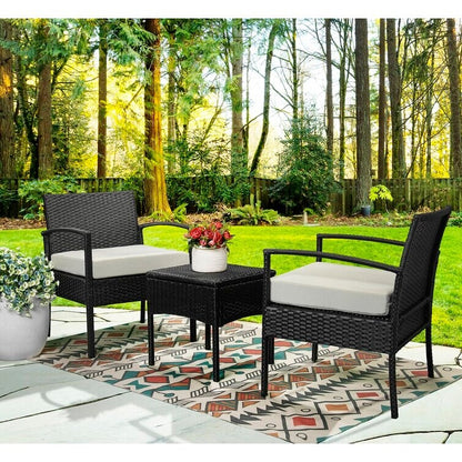 Gruppo di posti a sedere per esterni per 2 persone con cuscini