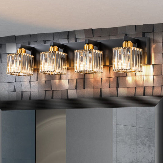 Applique da parete per mobiletto da bagno a 2/3/4/5 luci con paralume in cristallo