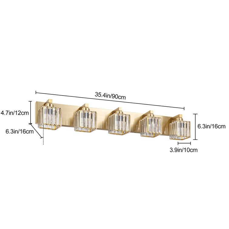 Applique da parete per mobiletto da bagno a 2/3/4/5 luci con paralume in cristallo