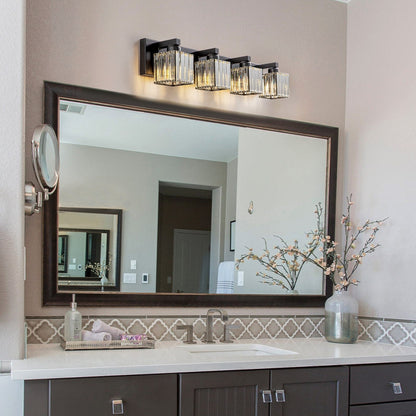 Applique da parete per mobiletto da bagno a 2/3/4/5 luci con paralume in cristallo