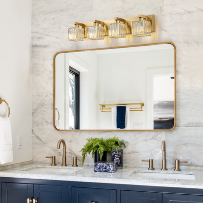 Applique da parete per mobiletto da bagno a 2/3/4/5 luci con paralume in cristallo