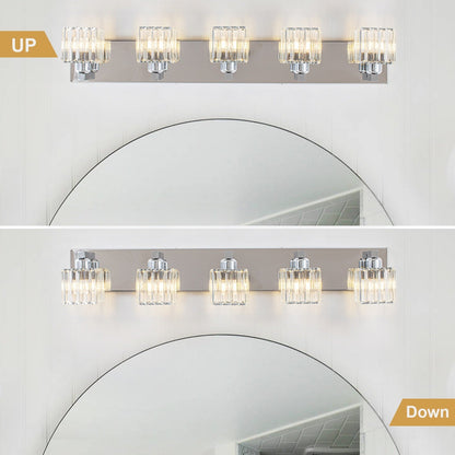 Applique da parete per mobiletto da bagno a 2/3/4/5 luci con paralume in cristallo