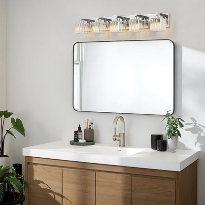 Applique da parete per mobiletto da bagno a 2/3/4/5 luci con paralume in cristallo