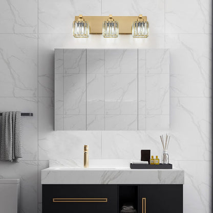 Applique da parete per mobiletto da bagno a 2/3/4/5 luci con paralume in cristallo