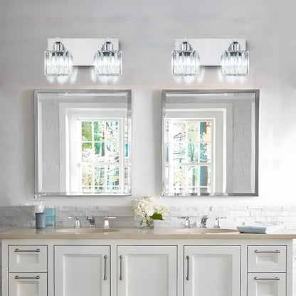 Applique da parete per mobiletto da bagno a 2/3/4/5 luci con paralume in cristallo