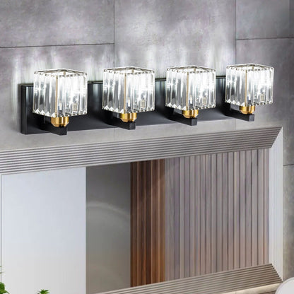 Applique da parete per mobiletto da bagno a 2/3/4/5 luci con paralume in cristallo