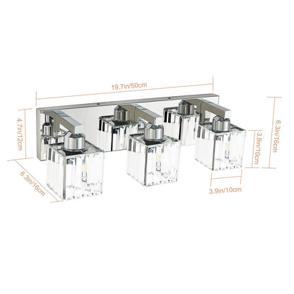 Applique da parete per mobiletto da bagno a 2/3/4/5 luci con paralume in cristallo