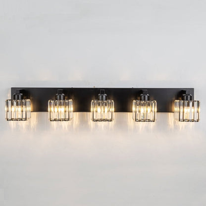 Applique da parete per mobiletto da bagno a 2/3/4/5 luci con paralume in cristallo