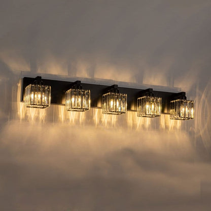 Applique da parete per mobiletto da bagno a 2/3/4/5 luci con paralume in cristallo