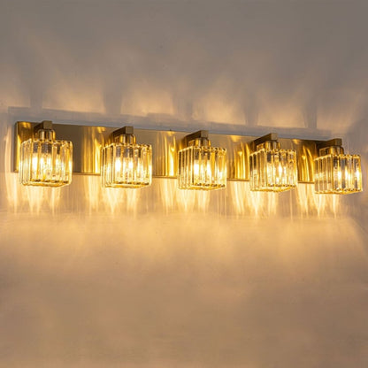 Applique da parete per mobiletto da bagno a 2/3/4/5 luci con paralume in cristallo