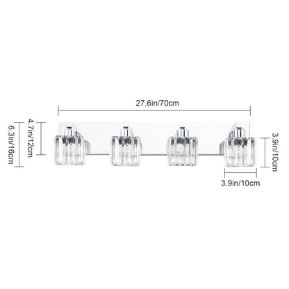 Applique da parete per mobiletto da bagno a 2/3/4/5 luci con paralume in cristallo