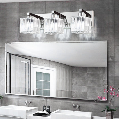 Applique da parete per mobiletto da bagno a 2/3/4/5 luci con paralume in cristallo