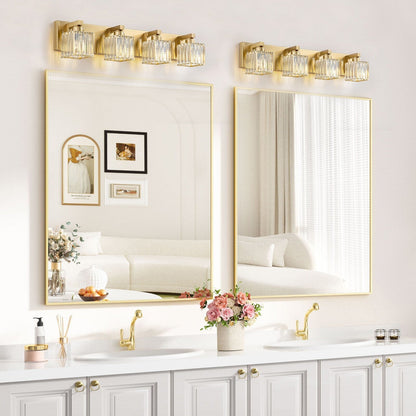 Applique da parete per mobiletto da bagno a 2/3/4/5 luci con paralume in cristallo