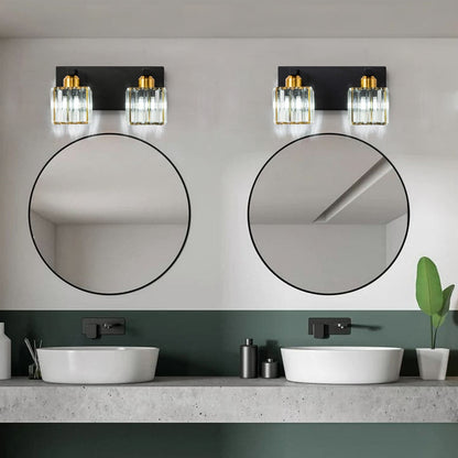 Applique da parete per mobiletto da bagno a 2/3/4/5 luci con paralume in cristallo