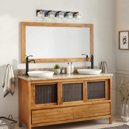 Applique da parete per mobiletto da bagno a 2/3/4/5 luci con paralume in cristallo