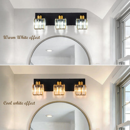 Applique da parete per mobiletto da bagno a 2/3/4/5 luci con paralume in cristallo