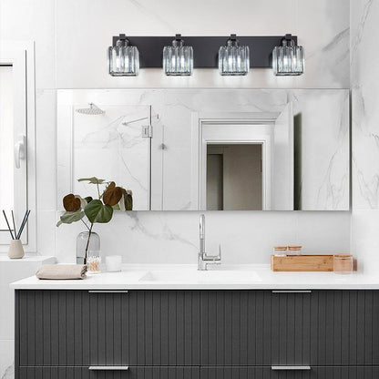 Applique da parete per mobiletto da bagno a 2/3/4/5 luci con paralume in cristallo