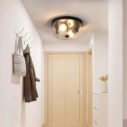 Plafoniera da soffitto a filo stile fattoria nera a 2 luci - Confezione da 2