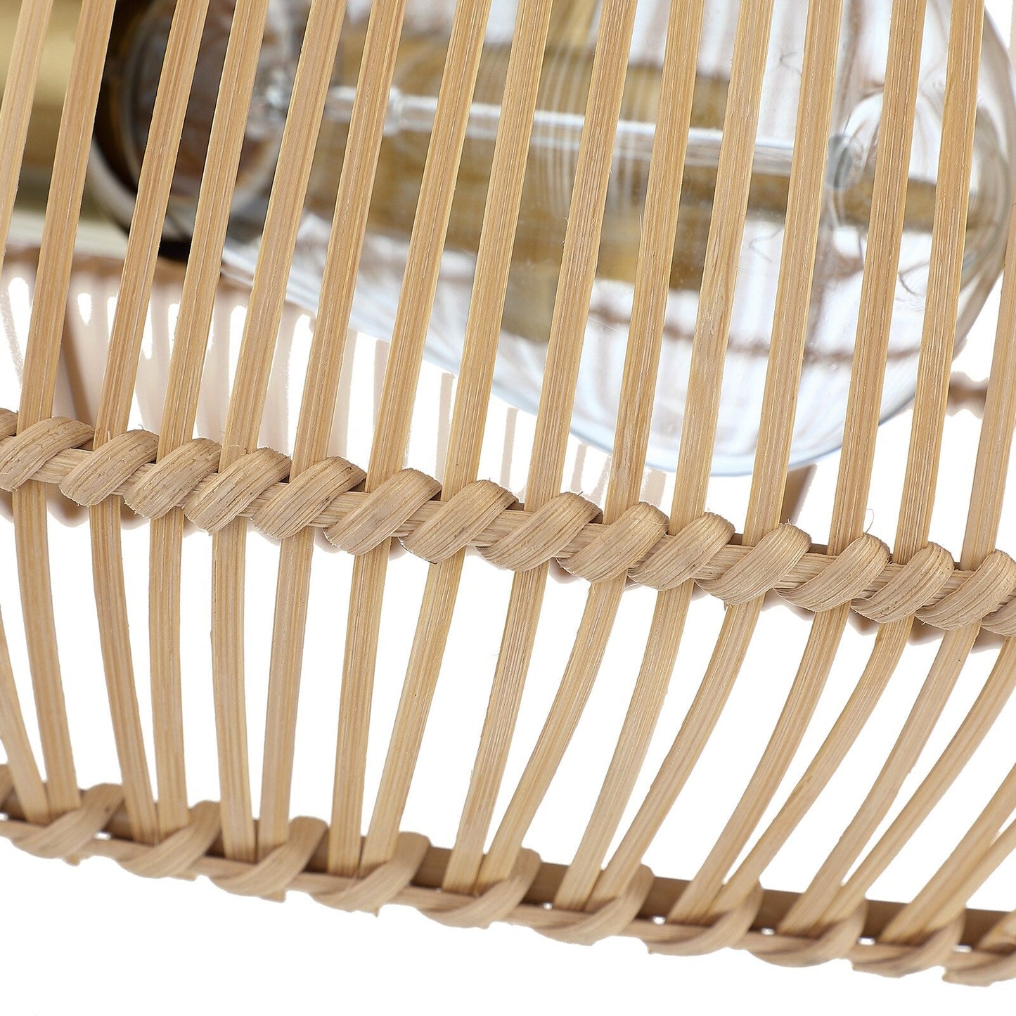 Lampada da soffitto semi-incassata in rattan bohémien a 2 luci - Ottone