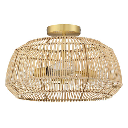 Lampada da soffitto semi-incassata in rattan bohémien a 2 luci - Ottone