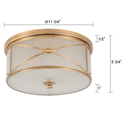 Lampada da soffitto a filo in ottone a 2 luci C Cattleya con vetro smerigliato