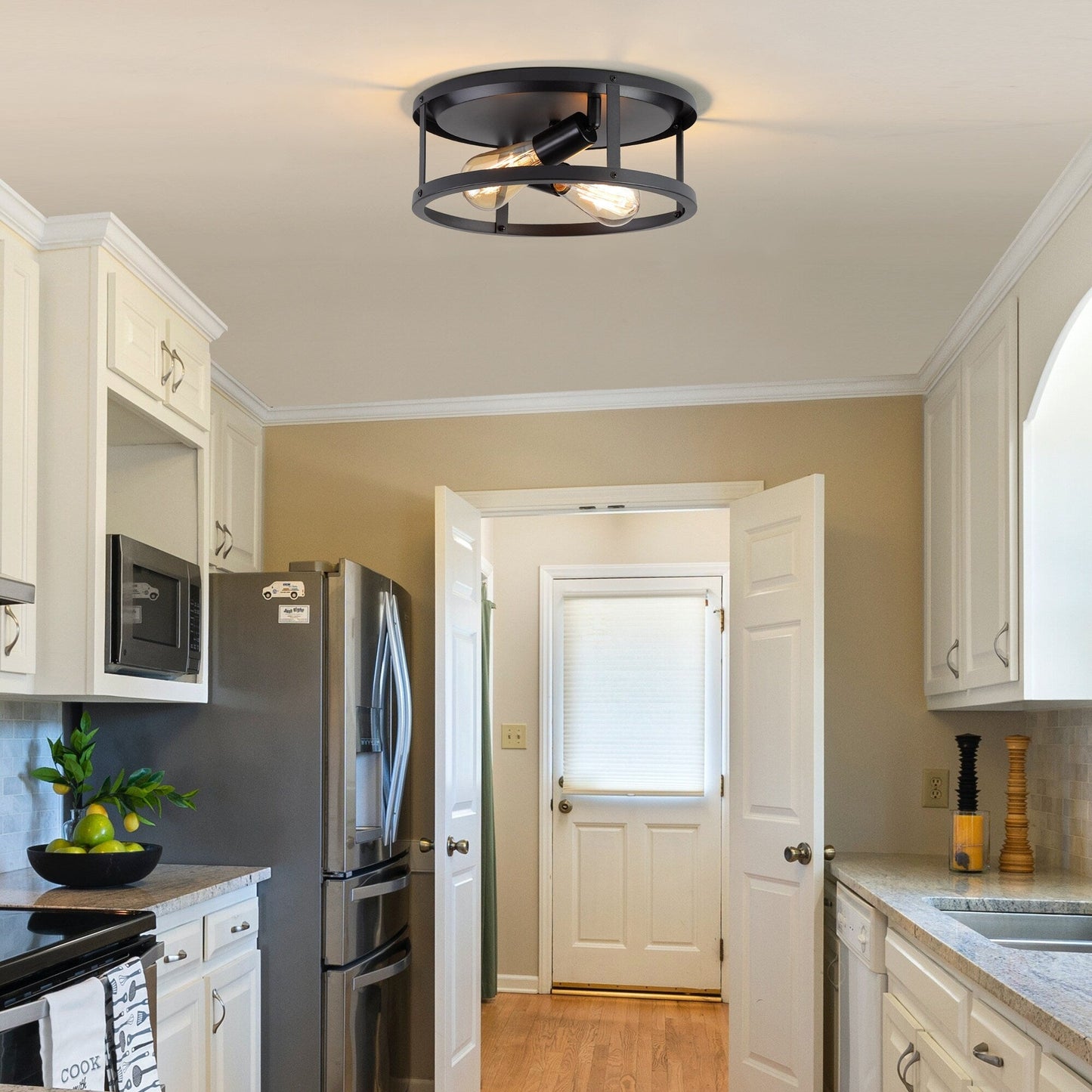 Plafoniera a filo da 2 luci stile fattoria - Confezione da 2