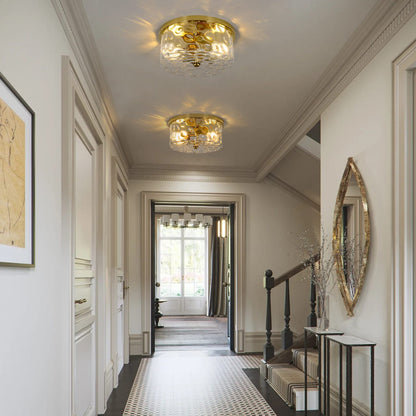 Plafoniera a filo a 2 luci con vetro martellato trasparente